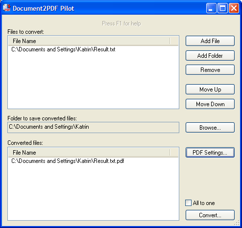 Document2PDF Pilot Screenshot
